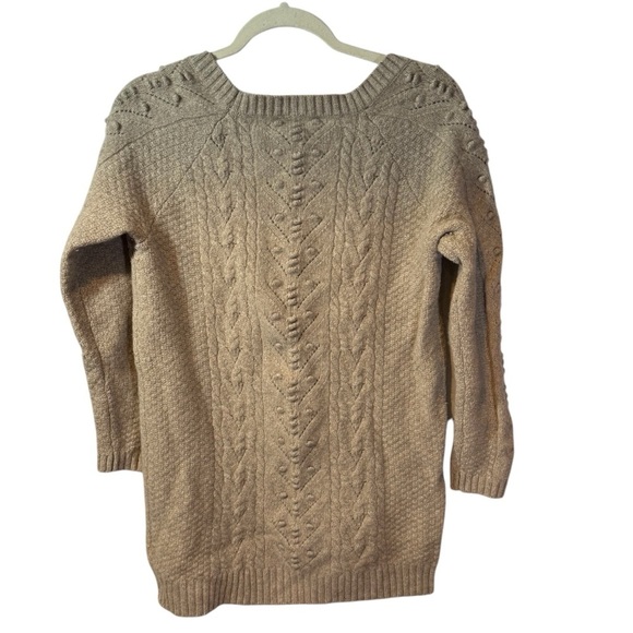 Garnet Hill Fine Merino Wool Women’s Beige Textured Knit Sweater Size S - Picture 2 of 7